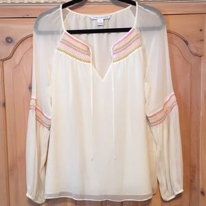 Diane Von Furstenberg Ivory Blouse with Pink and Yellow Details